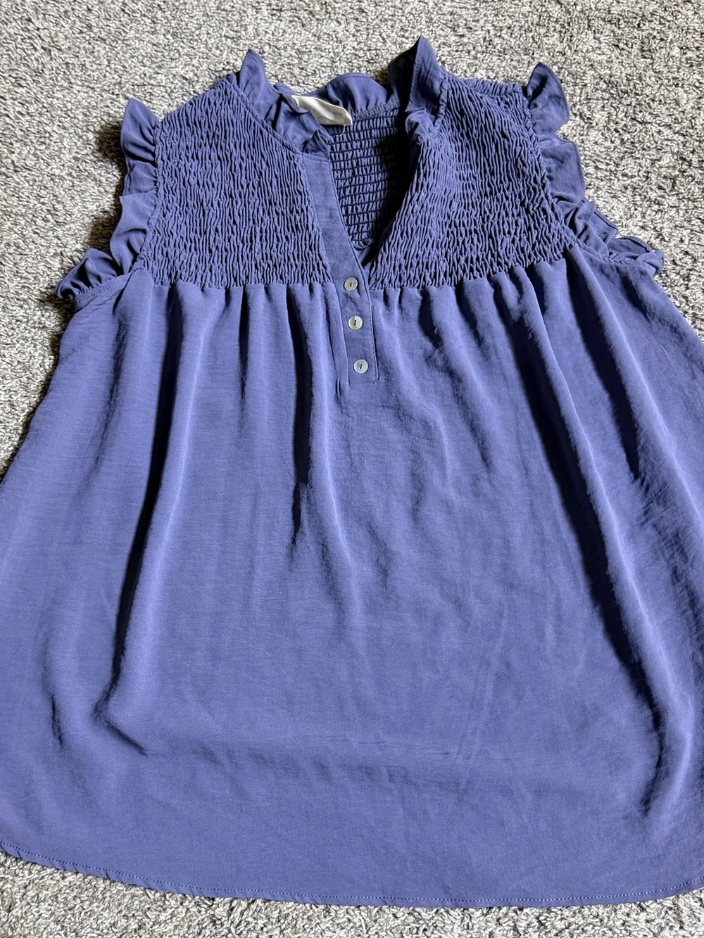 Betsey’s Boutique Ladies Smocked V-Neck Flutter Sleeve Top in Deep Periwinkle XL